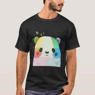 Panda Kleurrijke Anime Coon Tekening Regenboog T-shirt