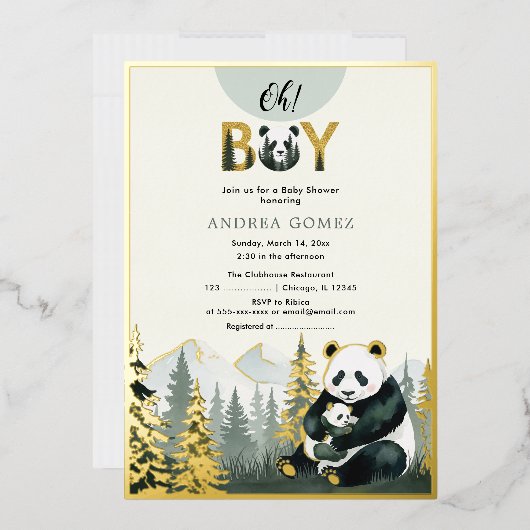 Panda Knuffel Folie Uitnodiging (Envelop)