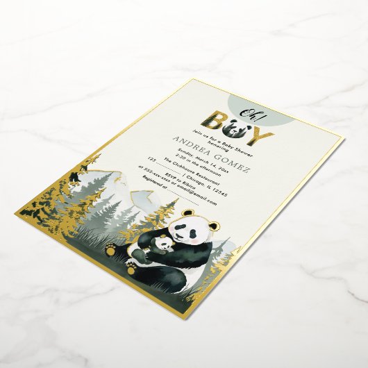 Panda Knuffel Folie Uitnodiging (Gedraaid)