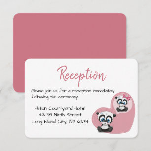 Panda Knuffelbeer Roze Hart Trouwreceptie Kaart