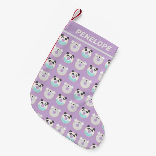 Panda Koala Kawaii Donut Pattern gepersonaliseerd Kleine Kerstsok (Voorkant (Hangend))