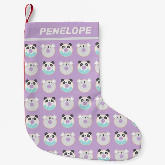 Panda Koala Kawaii Donut Pattern gepersonaliseerd Kleine Kerstsok (Voorkant)