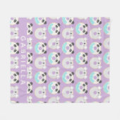 Panda Koala Kawaii Donut Pattern Persoonlijke naam Fleece Deken (Voorkant (Horizontaal))