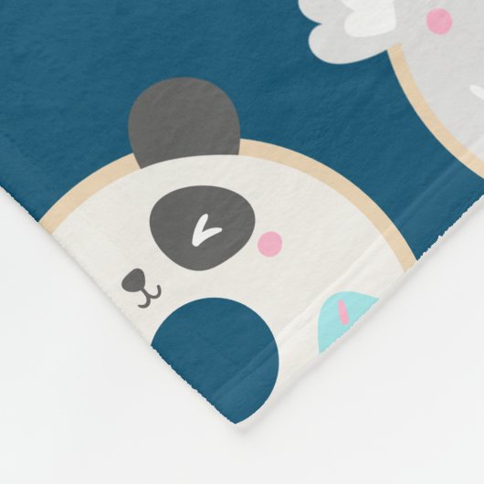 Panda Koala Kawaii Donuts Blue Personalized Name Fleece Deken (Hoek)