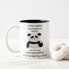 Panda - koffie achterstevoren gespeld is effoc tweekleurige koffiemok