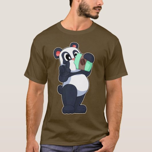 Panda koffiekopje t-shirt (Voorkant)