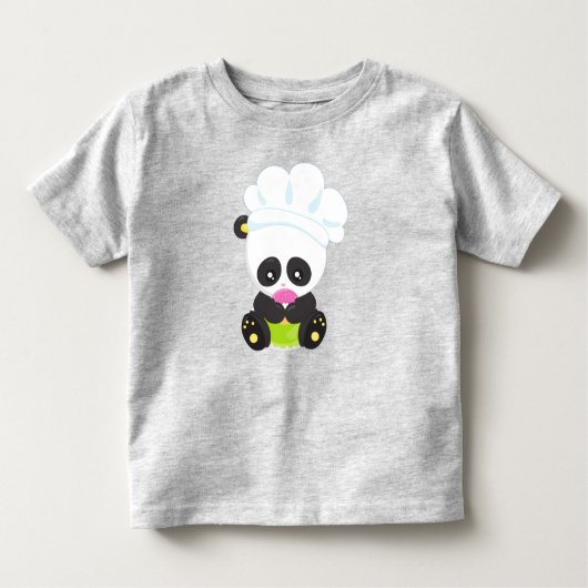Panda koken, Panda bakken, Panda met Donut Kinder Shirts (Voorkant)