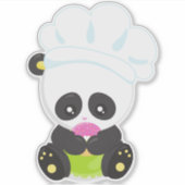Panda koken, Panda bakken, Panda met Donut Sticker (Voorkant)