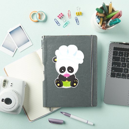 Panda koken, Panda bakken, Panda met Donut Sticker (iPad Cover)