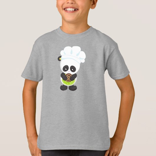 Panda koken, Panda bakken, Panda met Koekje T-shirt (Voorkant)