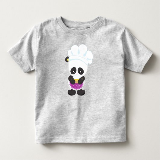 Panda koken, Panda bakken, Panda met Pie, Schort Kinder Shirts (Voorkant)