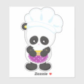 Panda koken, Panda bakken, Panda met Pie, Schort Sticker (Vel)