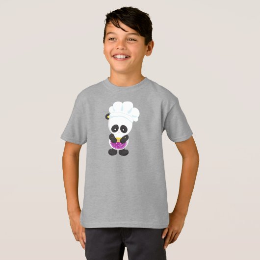 Panda koken, Panda bakken, Panda met Pie, Schort T-shirt (Voorkant volledig)