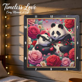 Panda Koppel Rozentuin Vierkante Klok