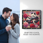 Panda Koppel Rozentuin Vierkante Klok