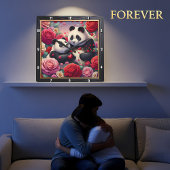 Panda Koppel Rozentuin Vierkante Klok