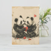 Panda Koppel Valentijnsdag Feestdagenkaart (Staand voorkant)