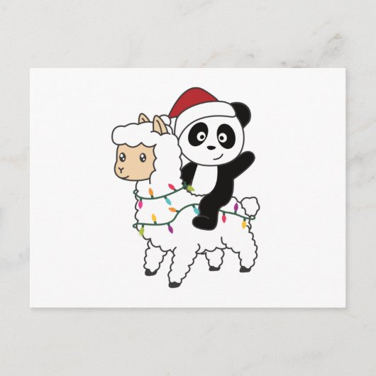 Panda Lama Kerstwinter Briefkaart (Voorkant)