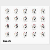 Panda Lama Kerstwinter Ronde Sticker (Vel)