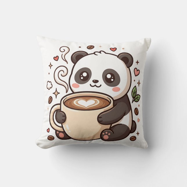 Panda Latte Hart Knuffel Kussen (Voorkant)