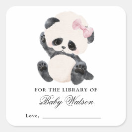 Panda Library Book Baby shower Vierkante Sticker