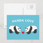 Panda Liefde (Blauw) Briefkaart (Voorkant / Achterkant)
