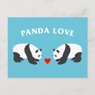 Panda Liefde (Blauw) Briefkaart