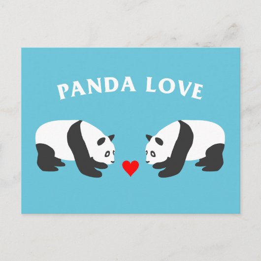 Panda Liefde (Blauw) Briefkaart (Voorkant)