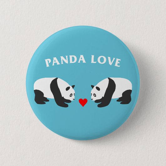 Panda Liefde (Blauw) Ronde Button 5,7 Cm (Voorkant)
