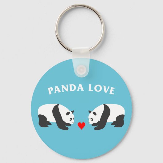 Panda Liefde (Blauw) Sleutelhanger (Voorkant)