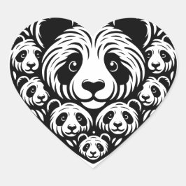 Panda liefde hart hart sticker