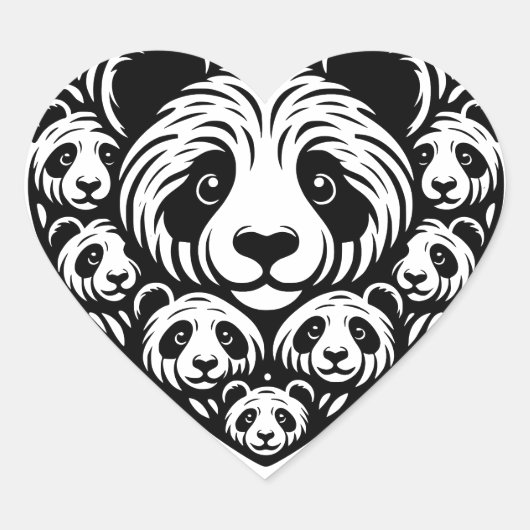 Panda liefde hart hart sticker (Voorkant)