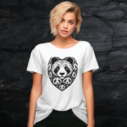 Panda liefde hart t-shirt