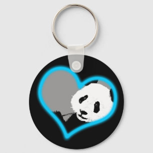 panda-liefde. neonlicht. sleutelhanger
