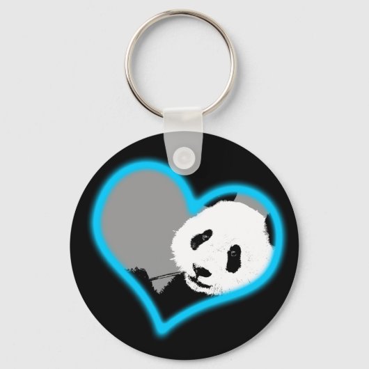 panda-liefde. neonlicht. sleutelhanger (Voorkant)