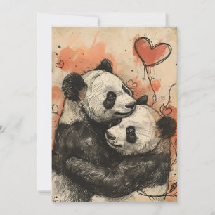 Panda Liefde Valentijnsdag Feestdagenkaart