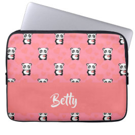 Panda-liefdesroze patroon laptop sleeve