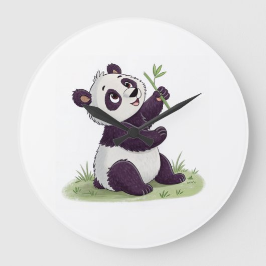 Panda-liefhebbersklok | Leuke Dieren Muurdecoratie Grote Klok (Voorkant)
