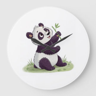 Panda-liefhebbersklok | Leuke dierlijke wanddecora Grote Klok