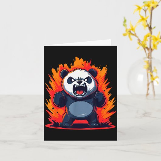 Panda Looking Angry Graphic Funny Panda Kawaii Kaart (Gele Bloem)