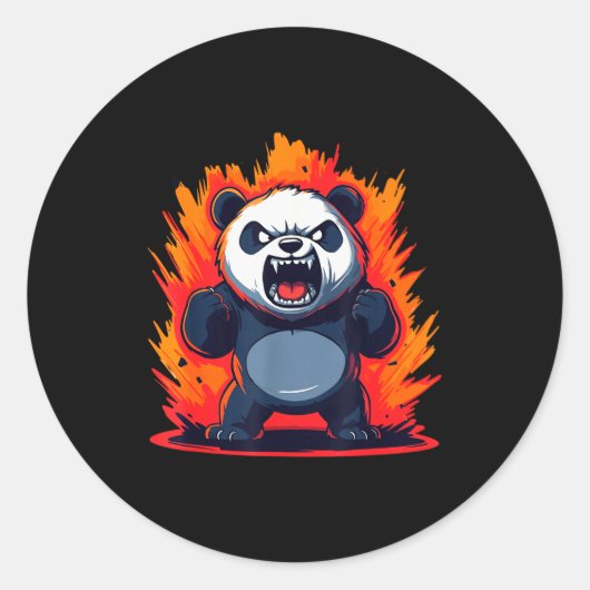 Panda Looking Angry Graphic Funny Panda Kawaii Ronde Sticker (Voorkant)