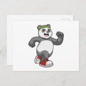 Panda loopt met hoofdband briefkaart (Voorkant / Achterkant)