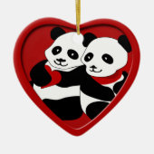Panda Love Couple-kerstversiering Keramisch Ornament (Voorkant)