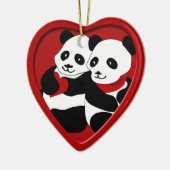 Panda Love Couple-kerstversiering Keramisch Ornament (Links)