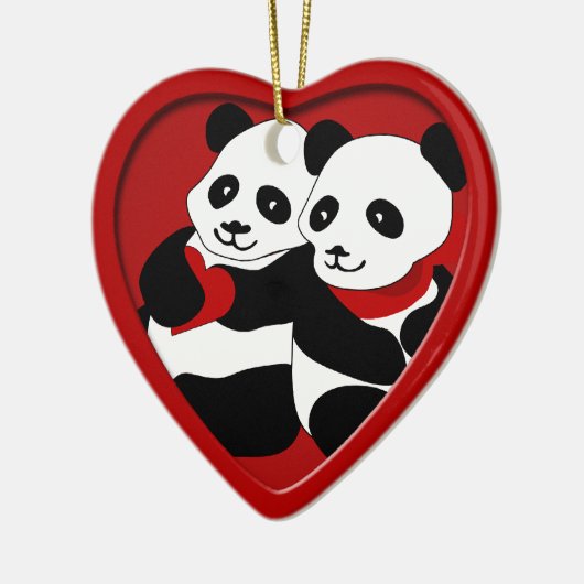 Panda Love Couple-kerstversiering Keramisch Ornament (Links)