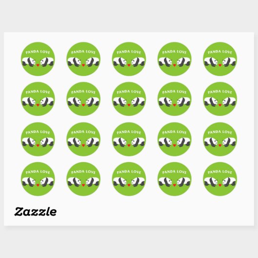 Panda Love (Green) Ronde Sticker (Vel)