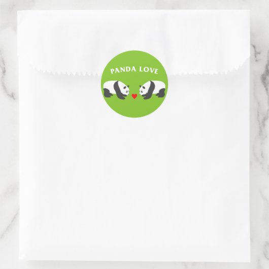 Panda Love (Green) Ronde Sticker (Tas)
