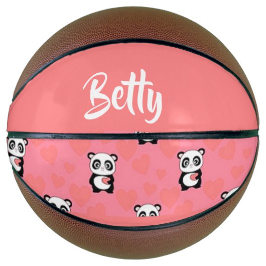 Panda love pink pattern basketbal (Voorkant)