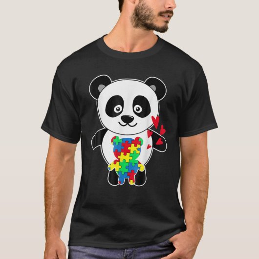 Panda Love Puzzle Autisme Awareness T-shirt (Voorkant)
