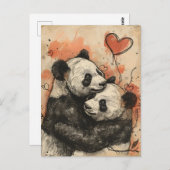 Panda Love Valentijnsdag Briefkaart (Voorkant / Achterkant)